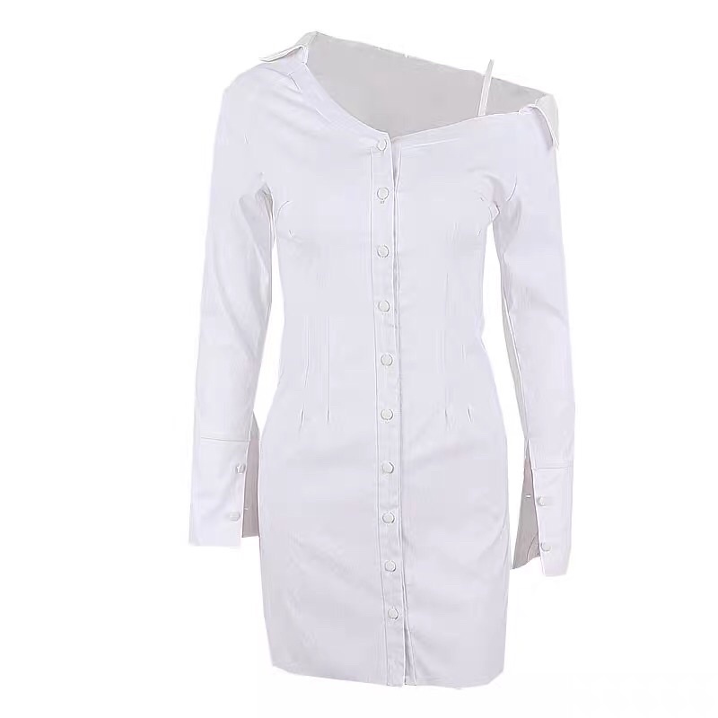 Đầm tay dài cài cúc kèm ảnh thật