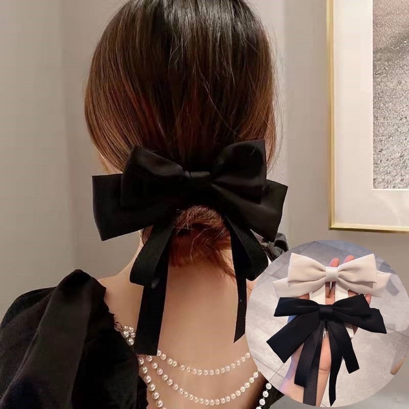 Kẹp Tóc Hình Nơ Lớn/Đôi Bằng Vải Satin Kích Thước Lớn Cho Nữ