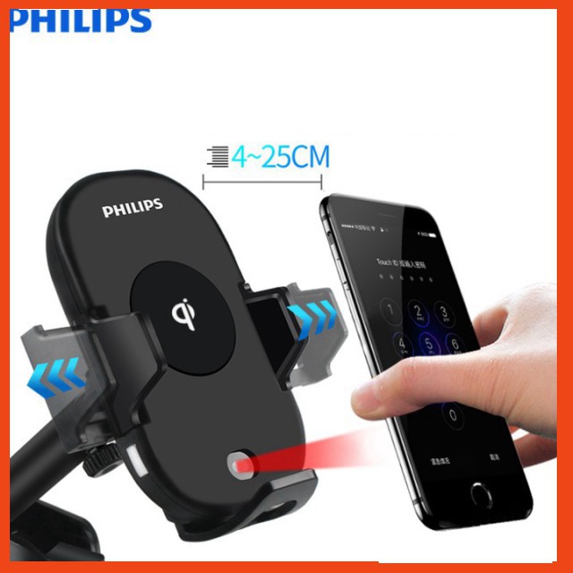 Gía đỡ điện thoại kiêm sạc không dây trên ô tô cao cấp Philips DLK9411N GD