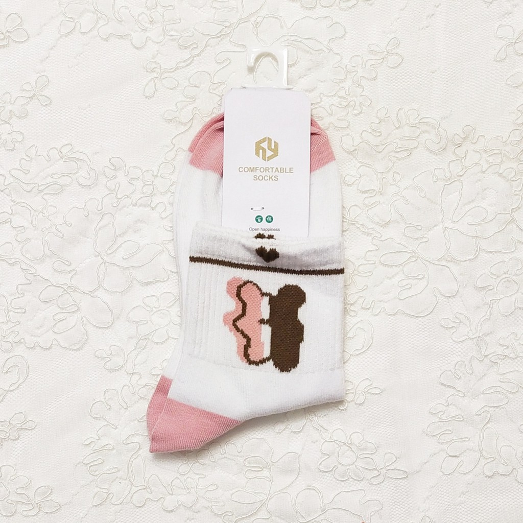 TẤT, VỚ NỮ CỔ cao phong cách hàn quốc, trắng hồng cute , họa tiết cừu và thỏ