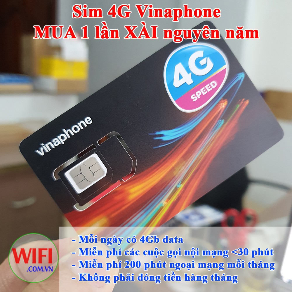 Sim 4G Vinaphone 4Gb/Ngày - Gói VD149 trọn gói 12 tháng - Bảo hành 12 tháng
