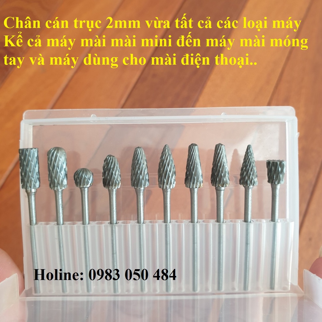 Mũi mài khắc hợp kim cán trụ 2mm đầu mài khắc 6mm