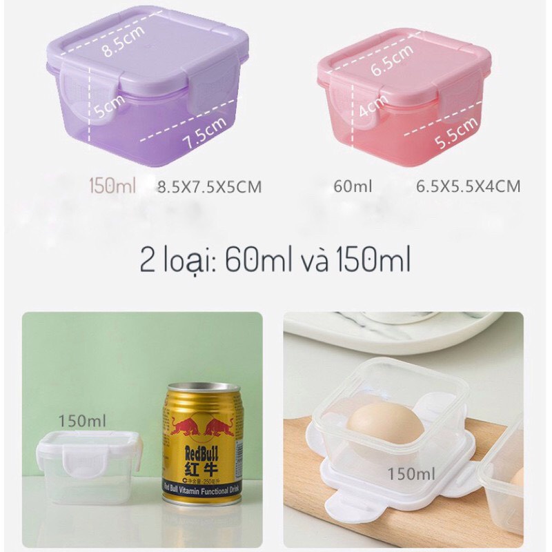 Hộp trữ đông, hộp đựng có nắp mini bảo quản đồ ăn dặm cho bé chống rò rỉ 60ml - 150ml