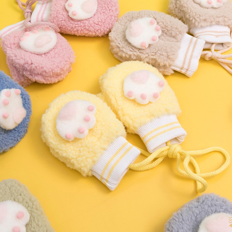 Găng Tay Hình Bàn Chân Gấu Hoạt Hình Giữ Ấm Mùa Đông