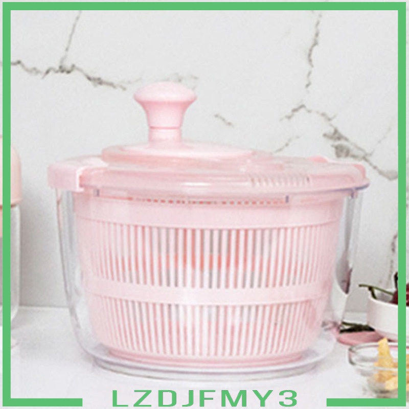 Salad Spinner with Handle and Non-slip Base Vegetable Drain Basket Pink