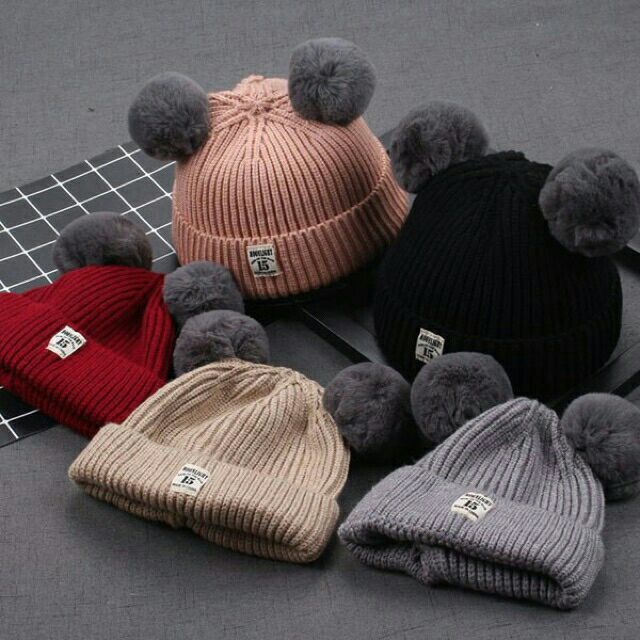 Mũ len quả bông cho bé