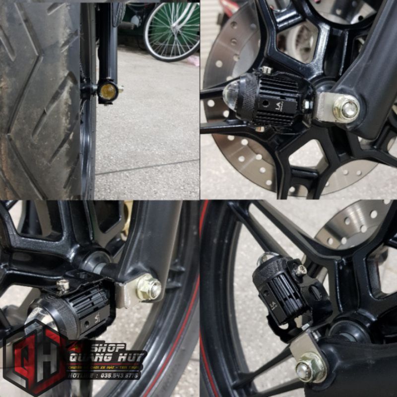 Pát trợ sáng mini: Gắn đèn trợ sáng chân gương , chân phuộc