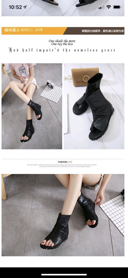 (Order size 35-40 Boots chiến binh hở mũi đế 5cm đen/nâu