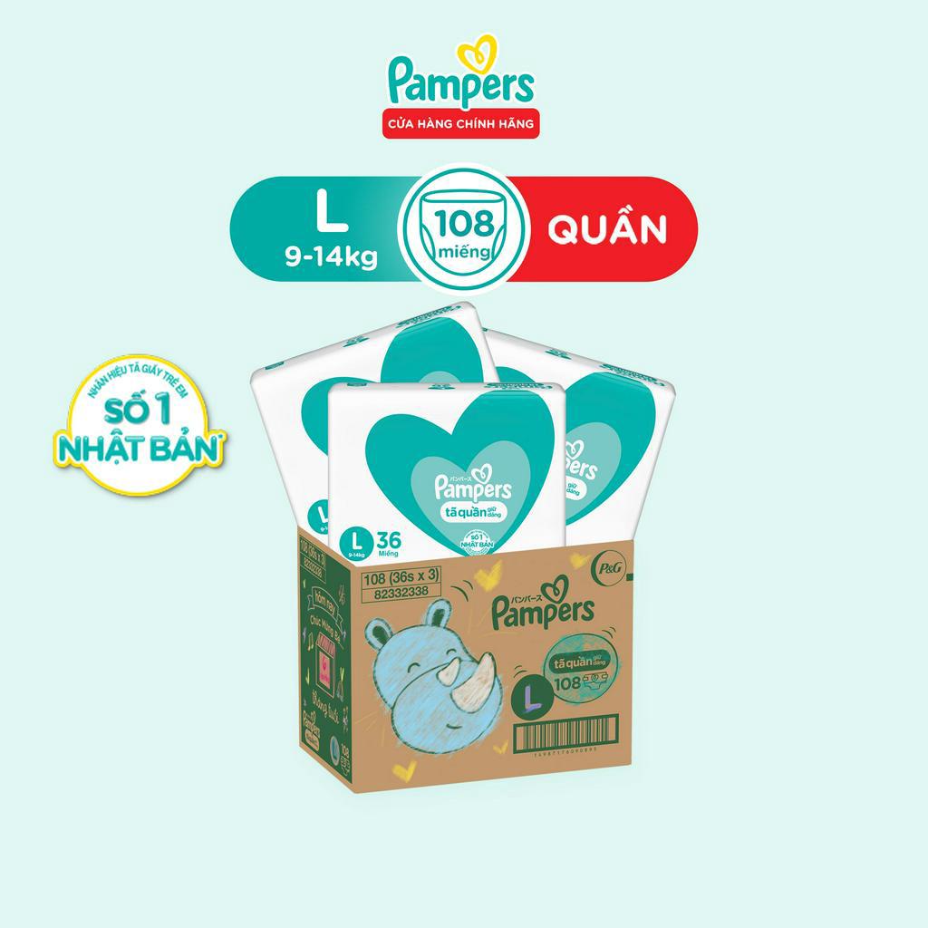 Thùng Tối Ưu Phí Vận Chuyển 3 Gói Tã Quần PAMPERS Giữ Dáng Pampers L108/XL96/XXL84