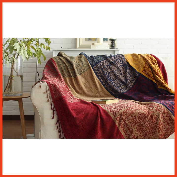 Khăn phủ Sofa, Thảm thổ cẩm vintage trang trí phòng khách kích thước 1m5x1m9