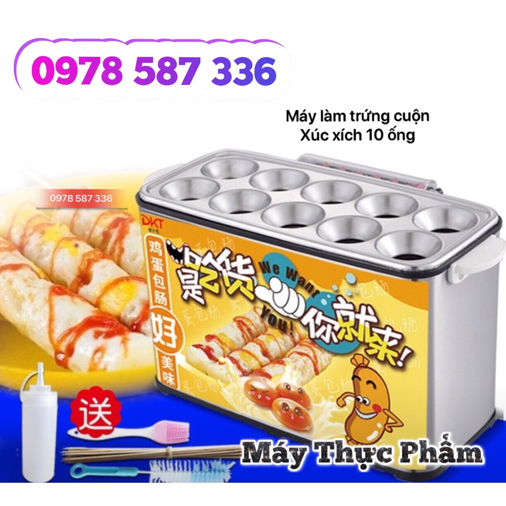 Máy Làm Bánh Trứng Cuộn Xúc Xích, Máy Làm Bánh Trứng Cuộn 10 ống