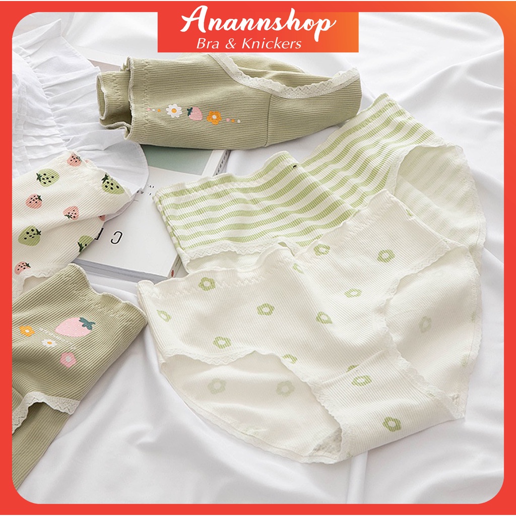Set 5 Quần Lót Nữ Cotton Cạp Vừa Ôm Dáng Body Thoáng Khí Kháng Khuẩn In Hình Họa Tiết Dễ Thương Xinh Xắn