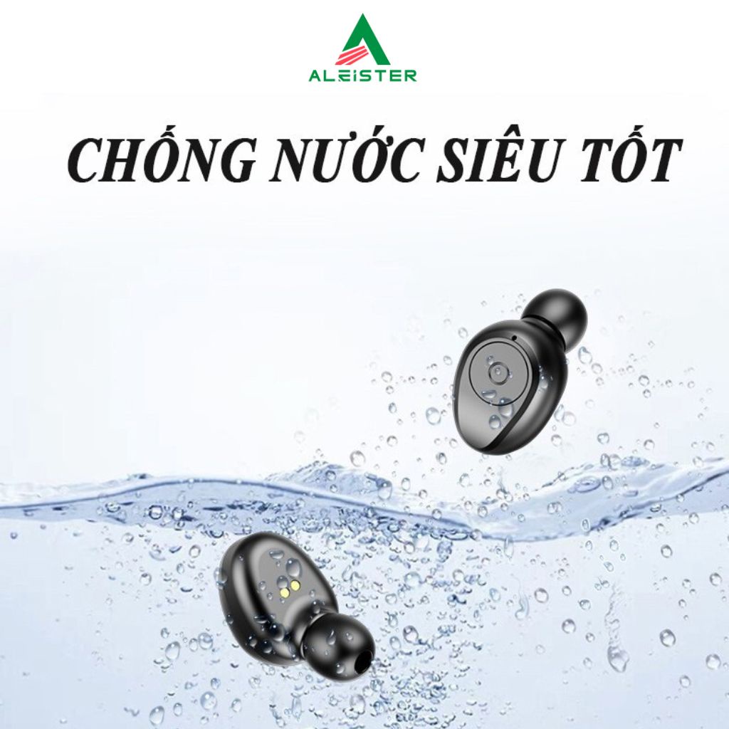 Tai nghe Bluetooth Aleister F9 TWS 5.0 bản QUỐC TẾ không dây cảm ứng chống nước IPX5, chống ồn tích hợp sạc dự phòng