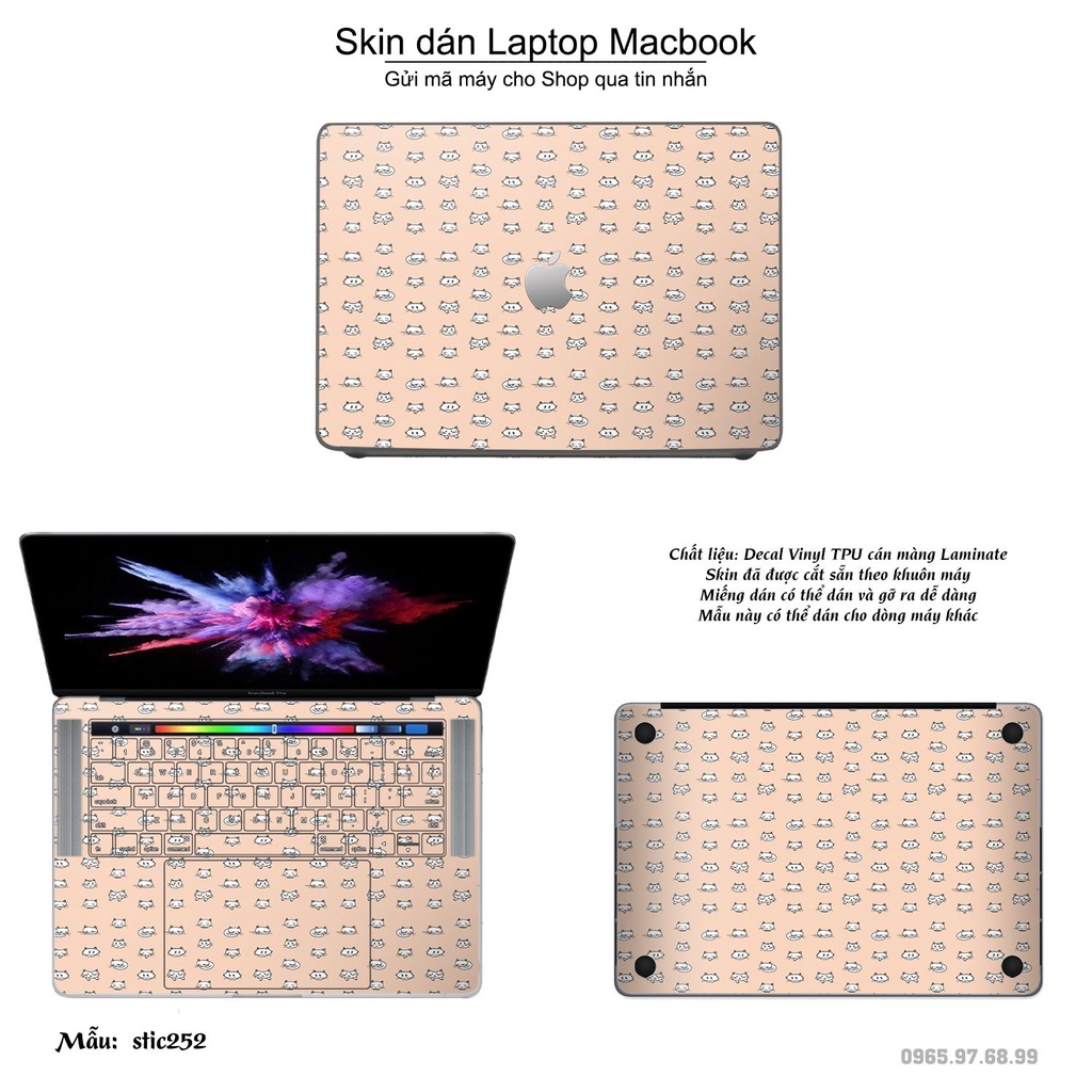 Skin dán Macbook mẫu mèo con - stic252 (đã cắt sẵn, inbox mã máy cho shop)