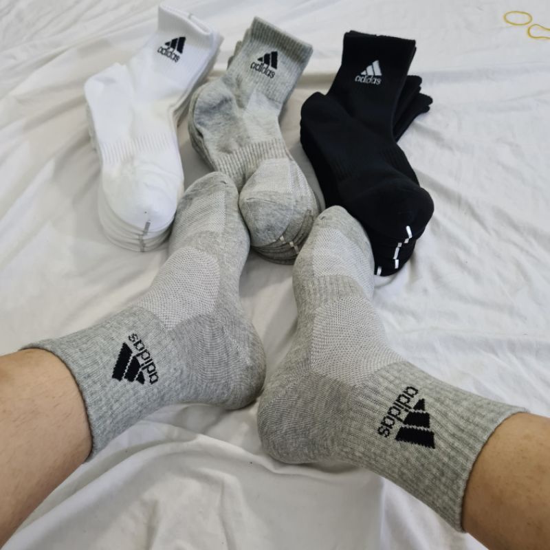 Tất thể thao Adidas cổ trung White/Black/Gray