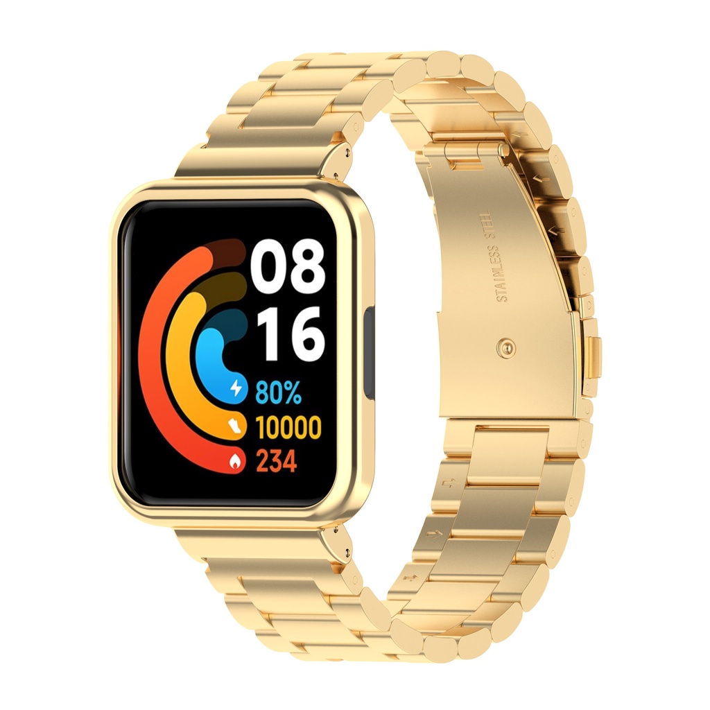 Dây Đeo Inox + Vỏ Kim Loại Cho Đồng Hồ Thông Minh Xiaomi Redmi Watch 2 Lite
