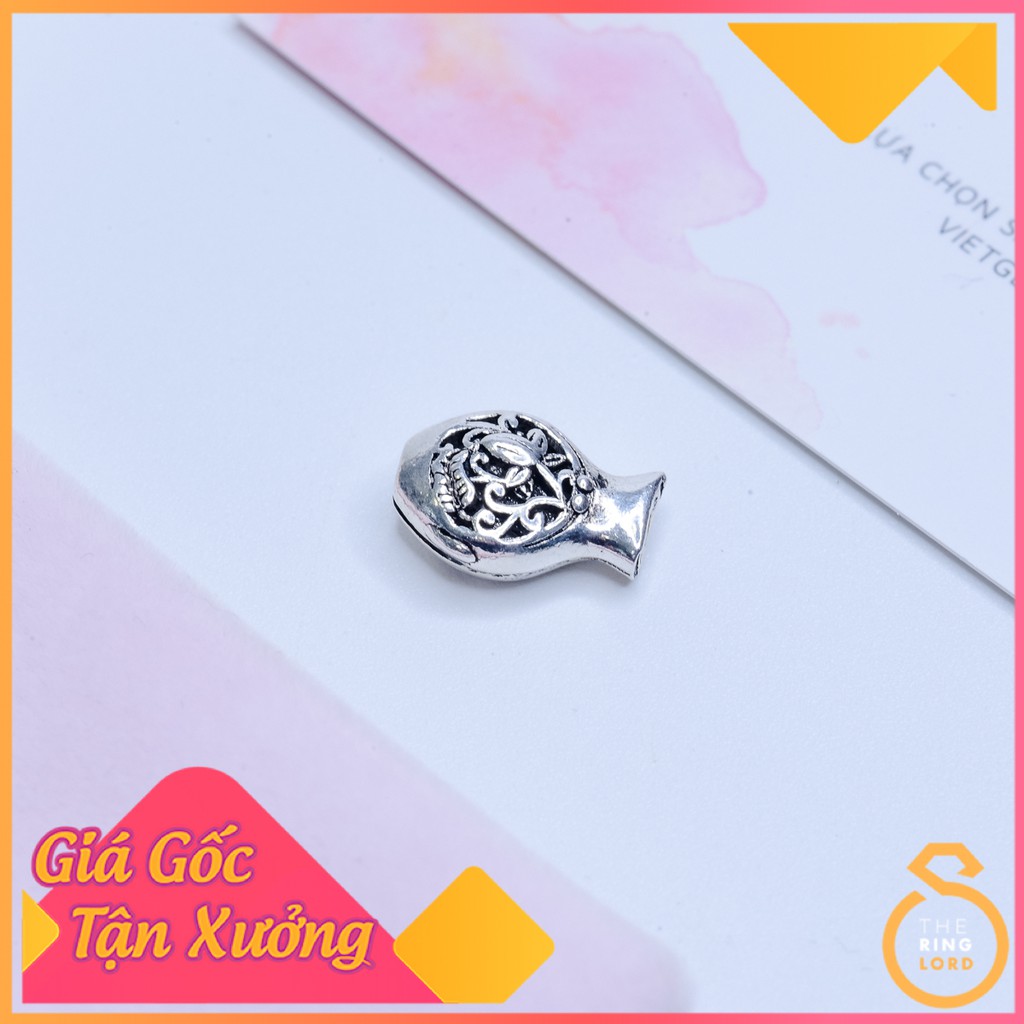 Charm bạc thái con cá xỏ vòng tay | Charm Bạc Thái 925 không xi đen