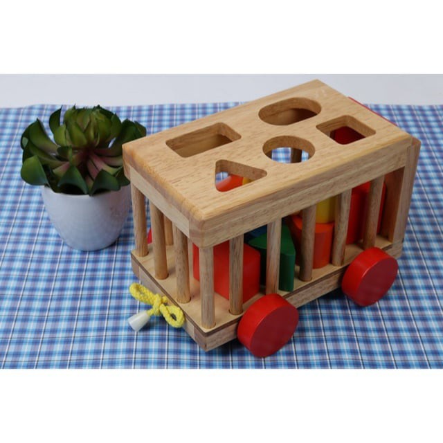 Xe thả khối gỗ - Học liệu Montessori - hàng đẹp