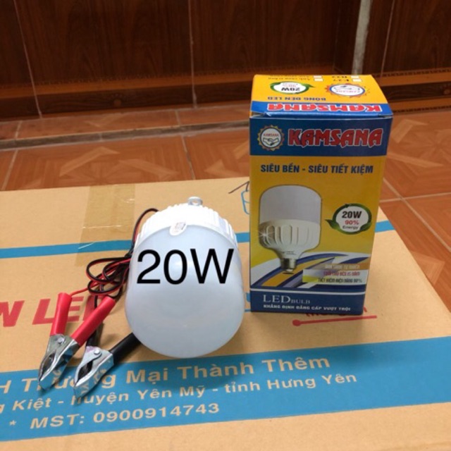 BÓNG ĐÈN LED 20W/12V- KẸP BÌNH ẮC QUY.
