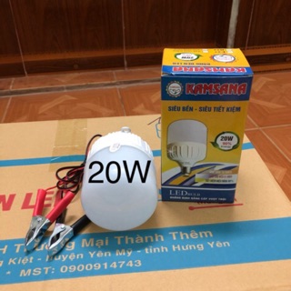 Bóng đèn led 20w/12v- kẹp bình ắc quy.