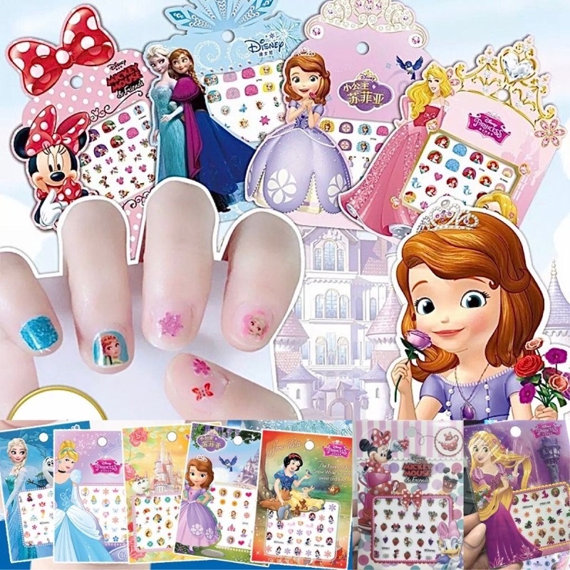 Set Miếng Dán Móng Tay 3d Hoạ Tiết Công Chúa, sticker  dán móng tay cho bé gái