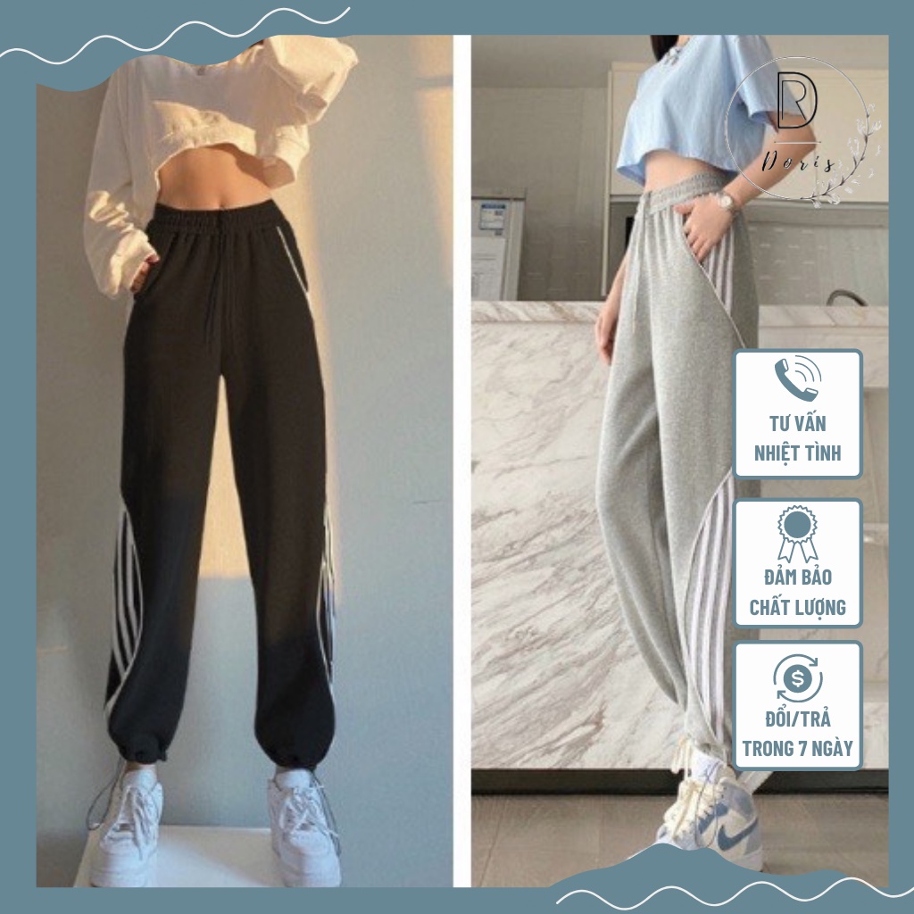 Quần Jogger Thể Thao Sọc Trắng Doris.1996, Quần Jogger Vải Nỉ Mềm Mịn, Miễn Phí Đổi Trả 7 Ngày DR0113