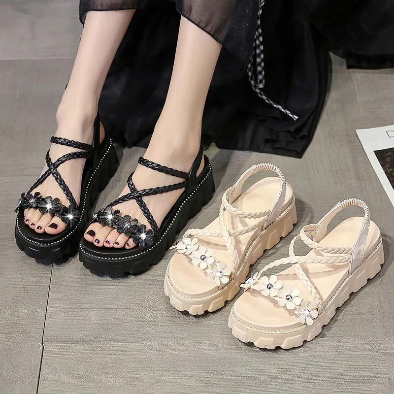 Xăng đan Đế Dày Đính Hoa Thời Trang Mùa Hè 2022 Mới Cho Học Sinh