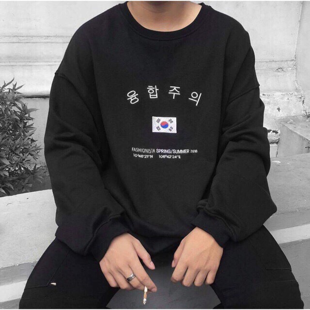 Áo sweater thêu cờ HQ dài tay | BigBuy360 - bigbuy360.vn