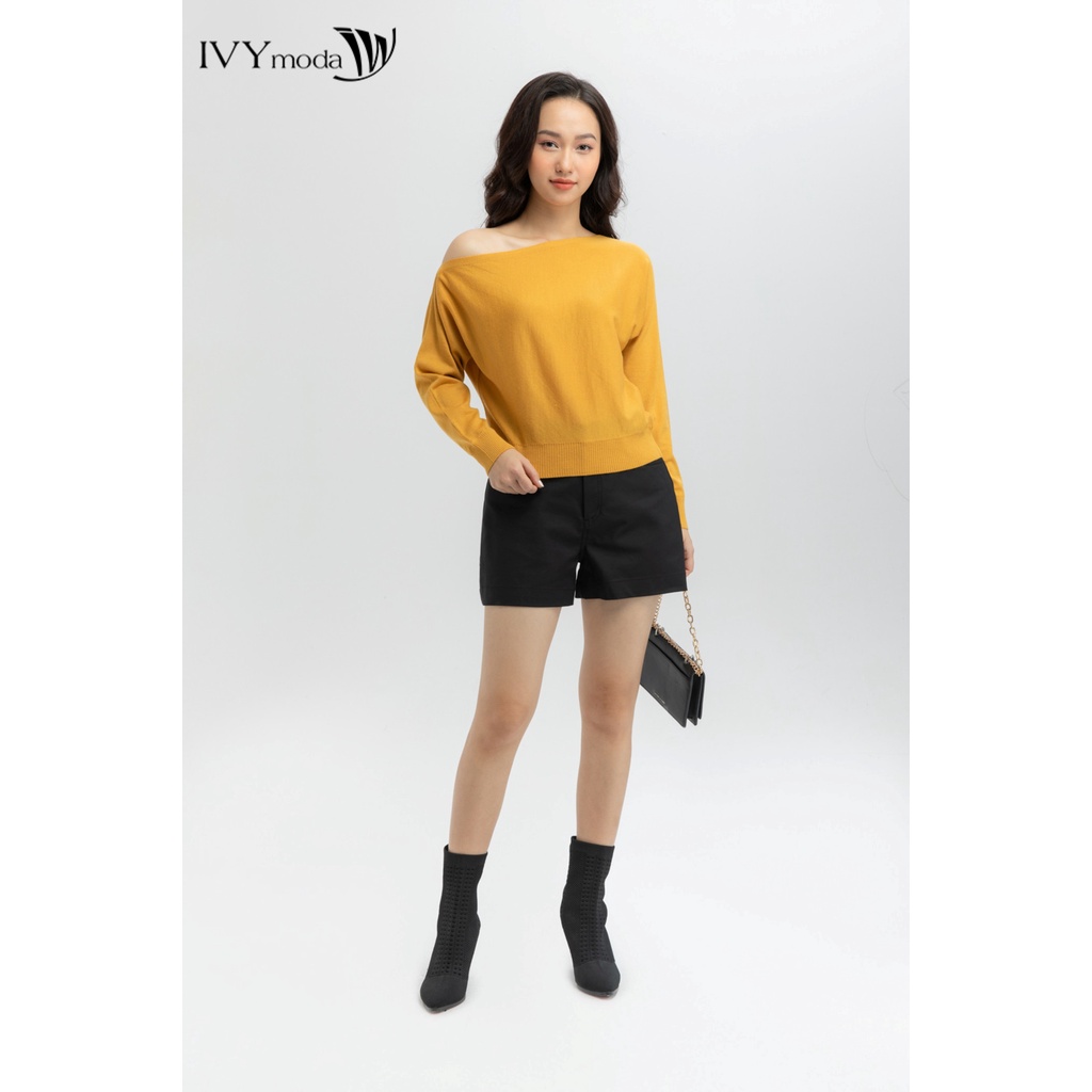 [NHẬP WABRTL5 GIẢM 10% TỐI ĐA 50K ĐH 250K ]Áo len lông cừu nữ lệch vai IVY moda MS 58B7964