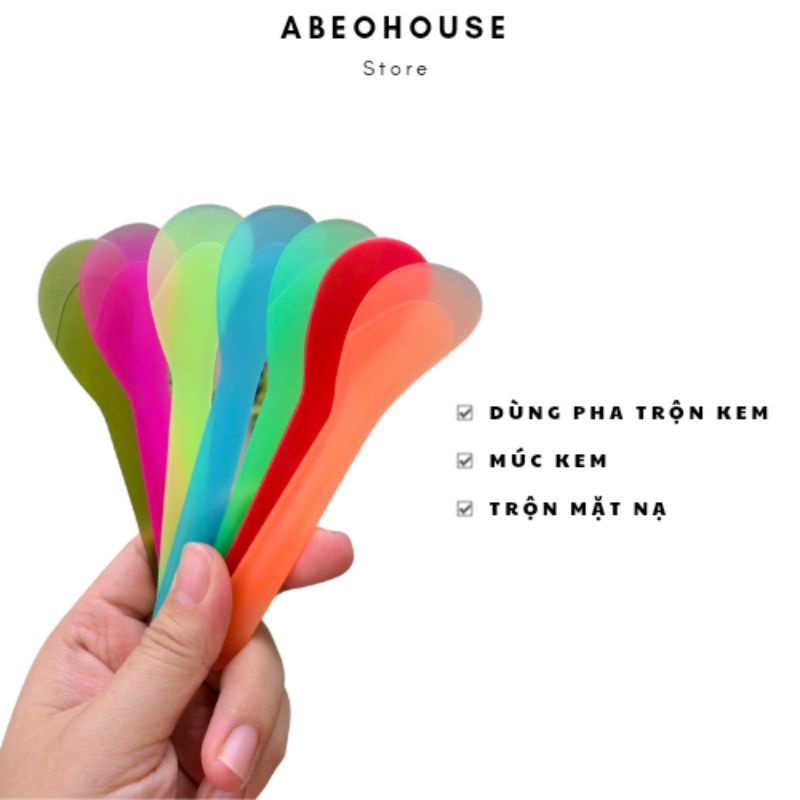 10 muỗng nhựa dẻo múc kem, pha trộn mặt nạ (Giao màu ngẫu nhiên)