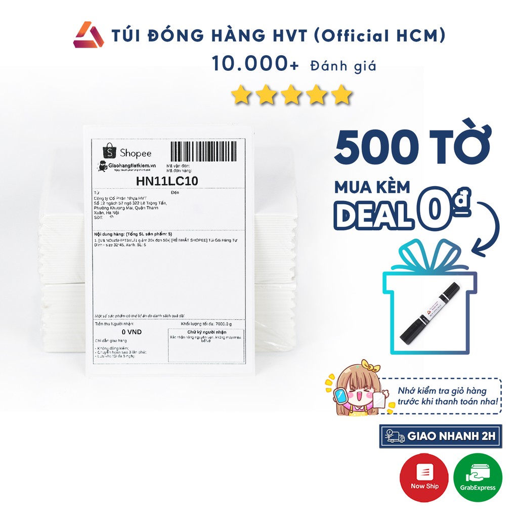 [Mã BMLTA50 giảm 50K đơn 150K] Giấy In Nhiệt HVT - Decal Bóc Là Dính, Chống Nước - 150x100