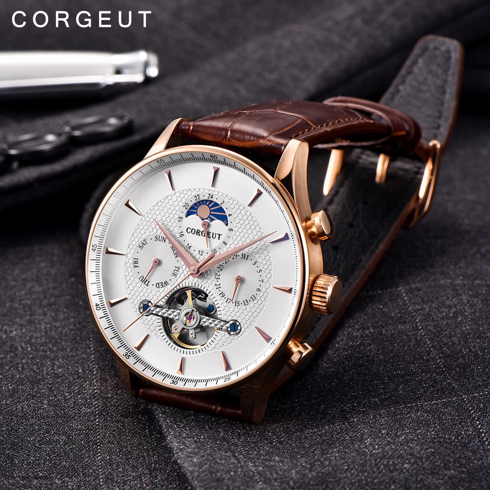 Đồng Hồ Nam Cơ Tự Động Corgeut Nhật Bản,Thời Trang, Cao Cấp-Máy Cơ Automatic Nhật sang trọngTinh Tế đẳng cấp kính saphir