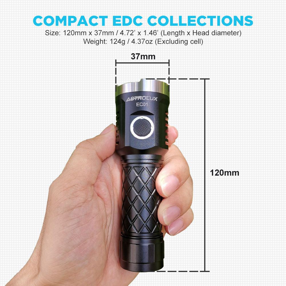 Đèn pin siêu sáng Astrolux® EC01 XHP50.2 3500LM SST40 405m Anduril UI USB-C có thể sạc lại 18650 21700 IPX8
