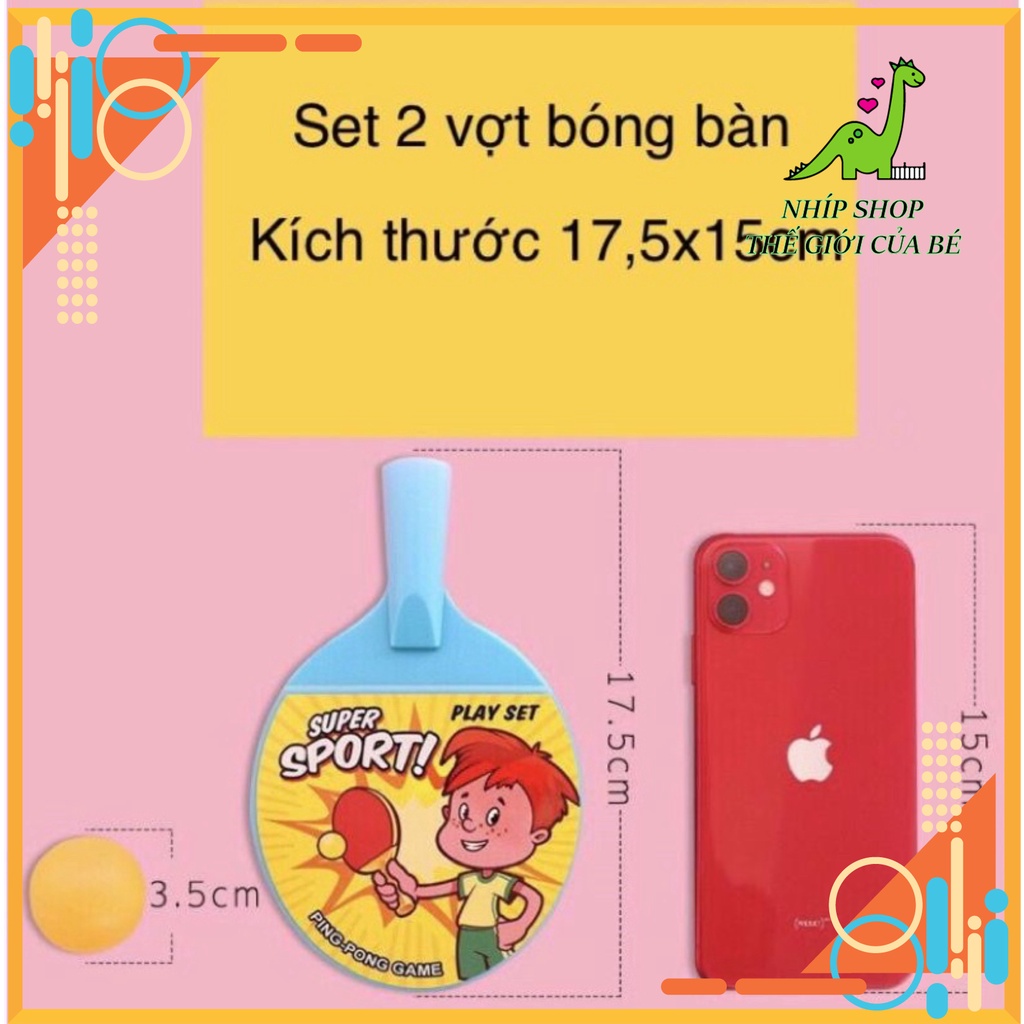 Bộ 2 vợt bóng bàn + 2 bóng cho bé thể thao ham vận động - đồ choi bóng bàn Ping Pong