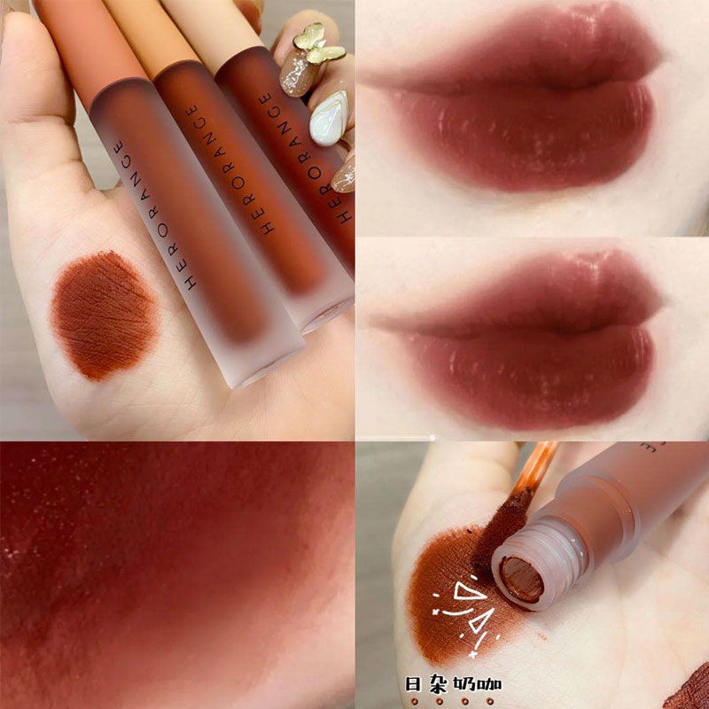 Heart little yellow duck showing white lip glaze student style does not fade the same lipstick chestnut lip mud tomato color