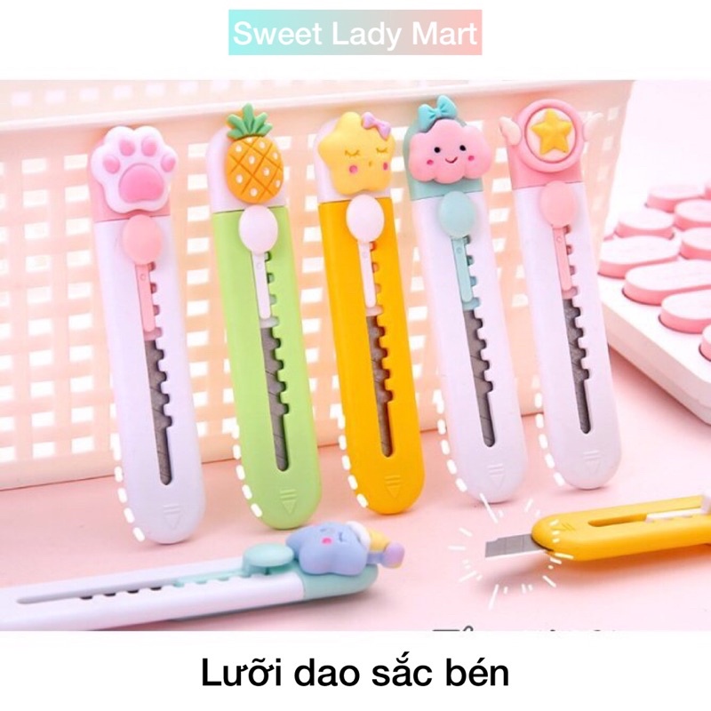 Dao Rọc Giấy Mini Charm Siêu Sắc Hoa Quả Chân Mèo Hình Thú Cute Dễ Thương