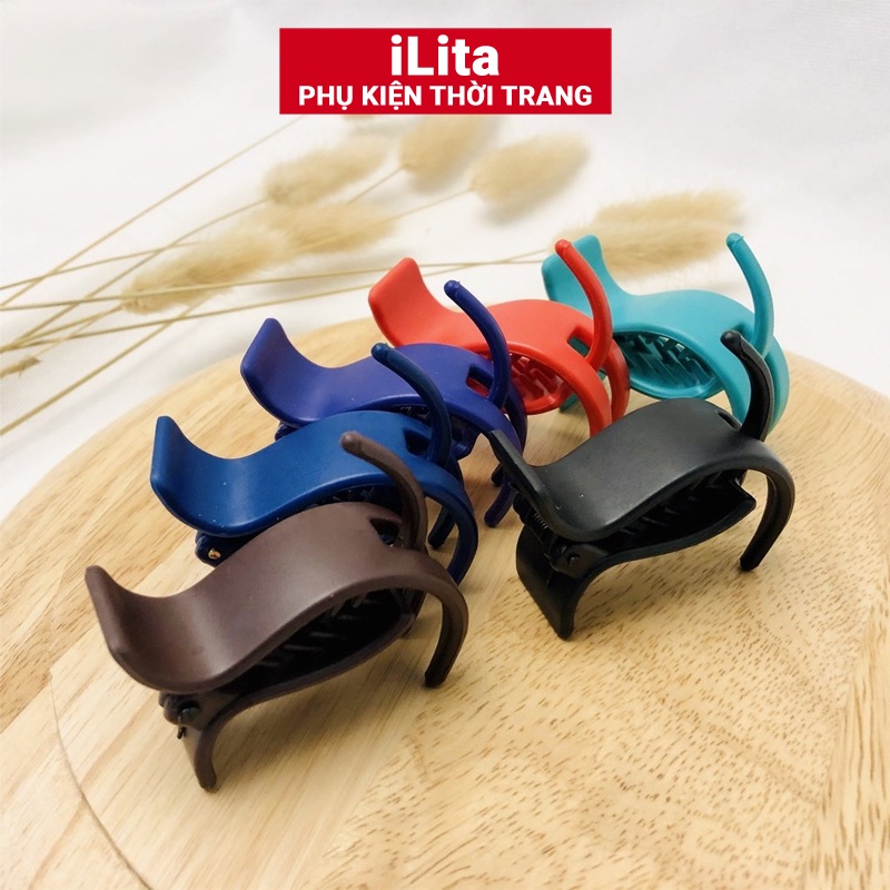 Kẹp tóc càng cua 3 răng 5 răng Hàn Quốc nữ đẹp hottrend iLita - Cặp búi cào tóc dễ thương màu đen, trong suốt