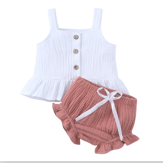 Bộ quần short áo ba lỗ cho bé gái