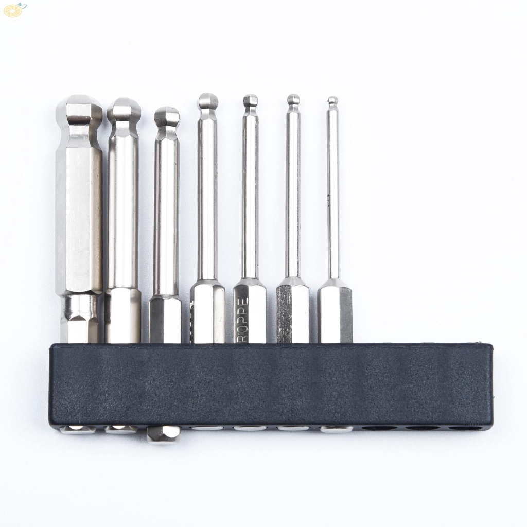 Set 7 mũi tuốc nơ vít bằng thép S2 màu bạc 1/4inch 65mm 2/2.5/3/4/5/6mm độ chính xác cao
