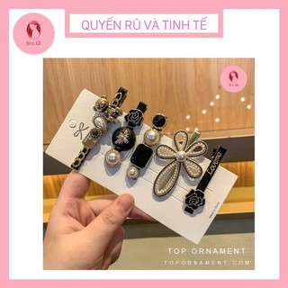 Set 5c kẹp tóc đính đá Hàn Quốc sang chảnh