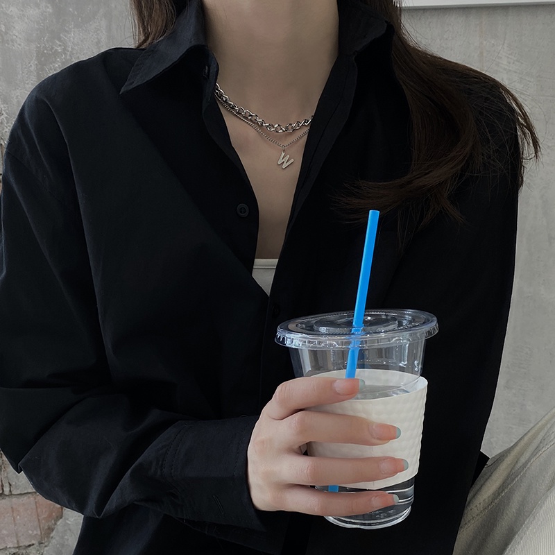 Vòng cổ hai lớp mặt chữ W phong cách cá tính