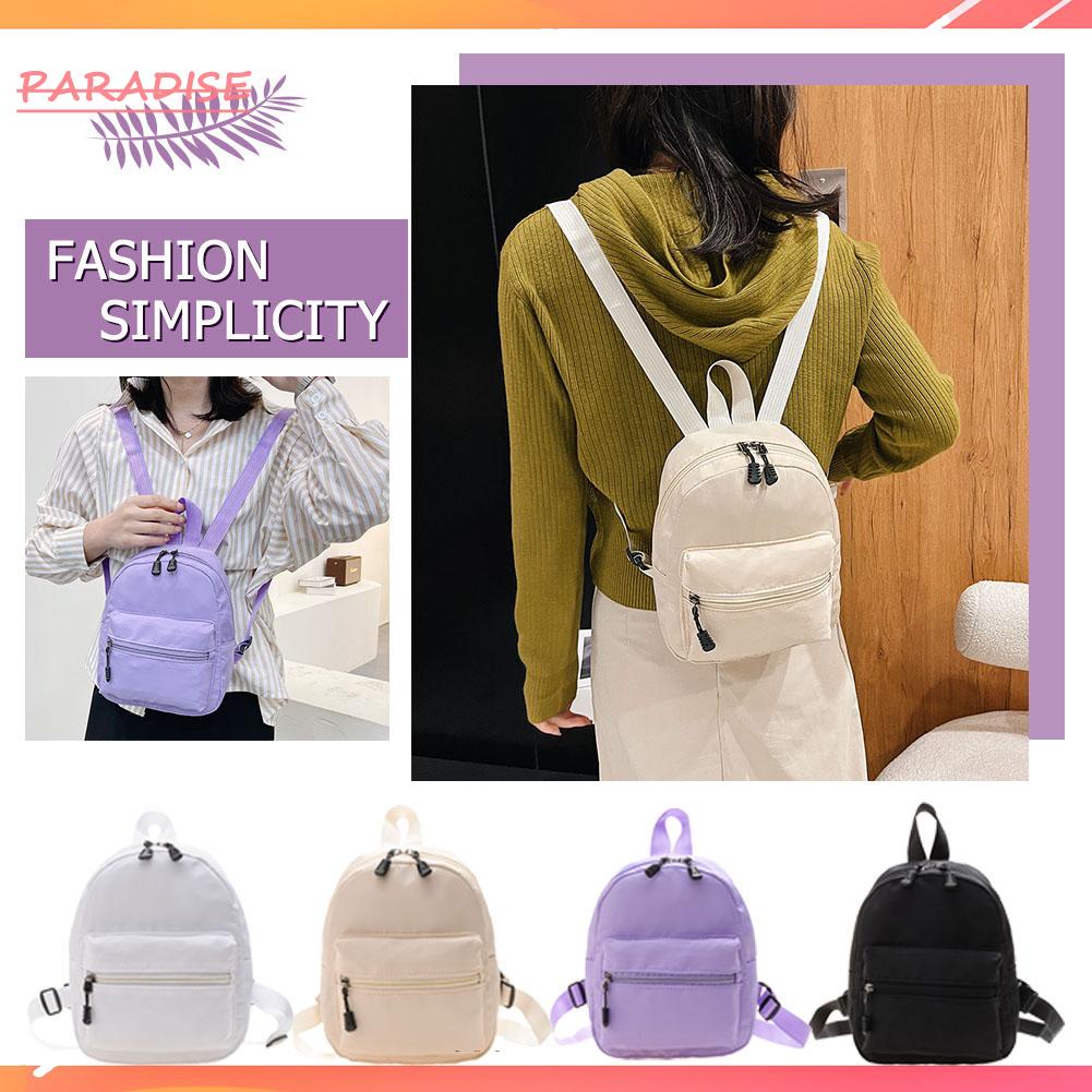 Ba Lô Mini Vải Nylon Màu Trơn Thời Trang Cho Nữ
