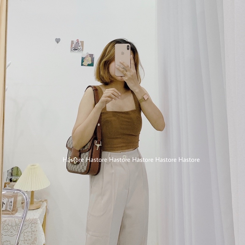 Áo croptop 2 dây bảng to có đệm ngực