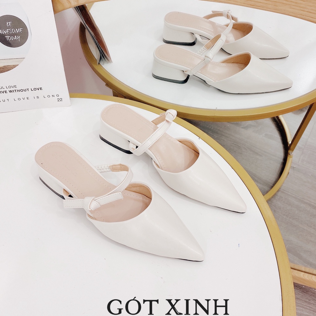 Giày sục nữ GÓT XINH D62 da mờ đế cao 3cm