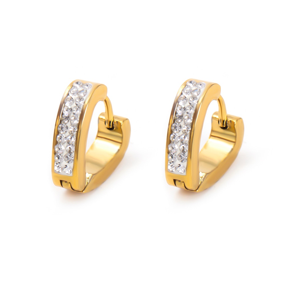 HUGGIES 1 Đôi Bông Tai Tròn Bằng Thép Không Gỉ Đính Kim Cương Giả Phong Cách Punk Thời Trang Unisex