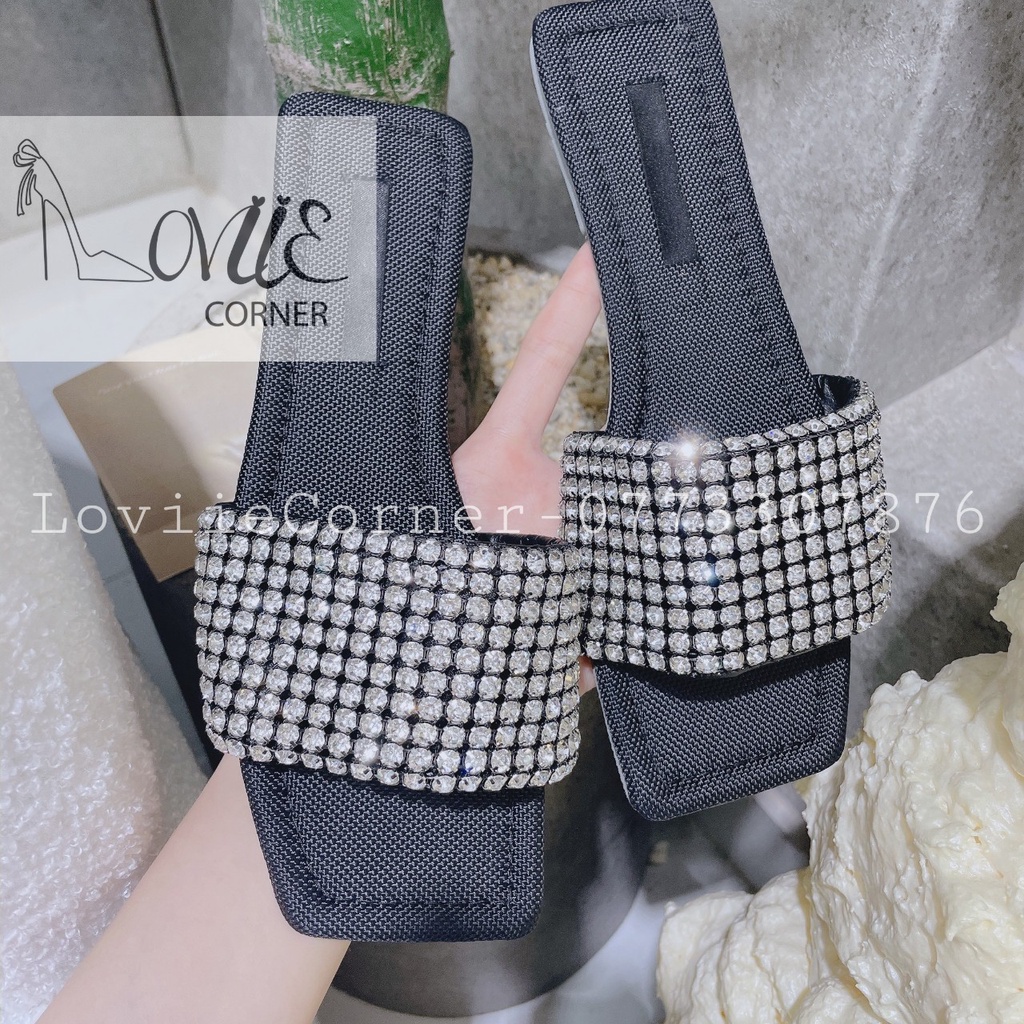 DÉP NỮ THỜI TRANG LOVIIECORNER ĐẾ BỆT - DÉP LÊ BỆT QUAI NHÚNG ĐÍNH ĐÁ D220624