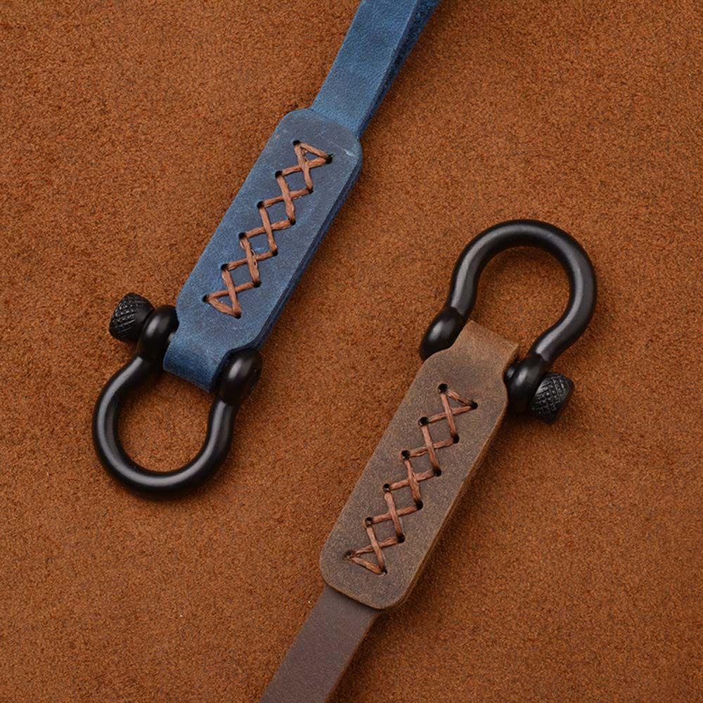 Móc Chìa Khóa Bằng Da Ngựa Phong Cách Retro Nhiều Màu Tùy Chọn Giá Đỡ