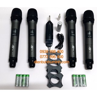 Bộ Mic Không Dây 4 Cây - Bộ Mic Karaoke 4 Tay Mic
