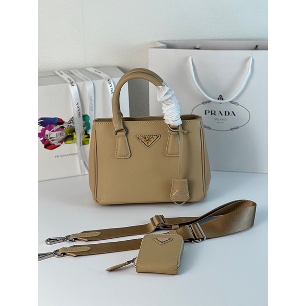 Túi xách nữ kèm dây đeo tháo rời thương hiệu Prada da thật cao cấp có 3 màu