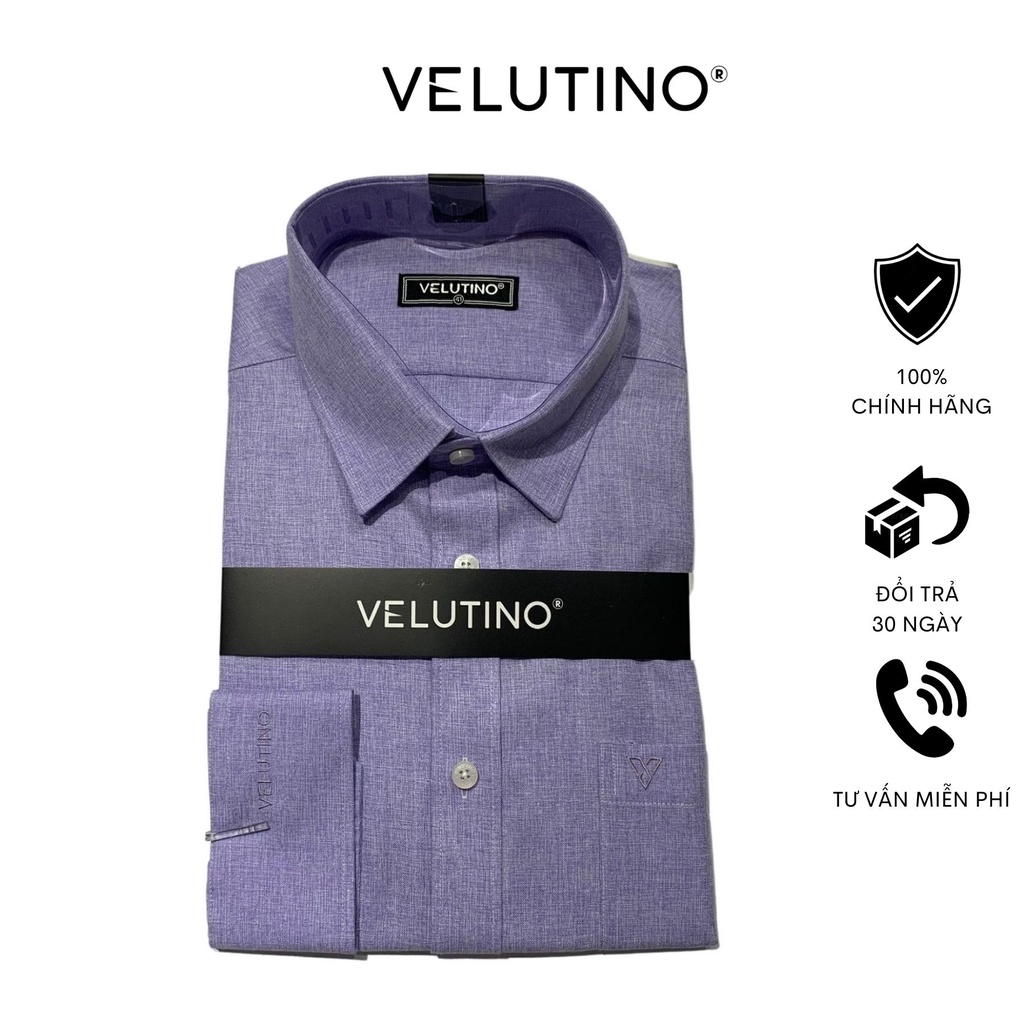 Áo sơ mi nam Velutino dài tay cổ bẻ có túi tím công sở cao cấp sang trọng